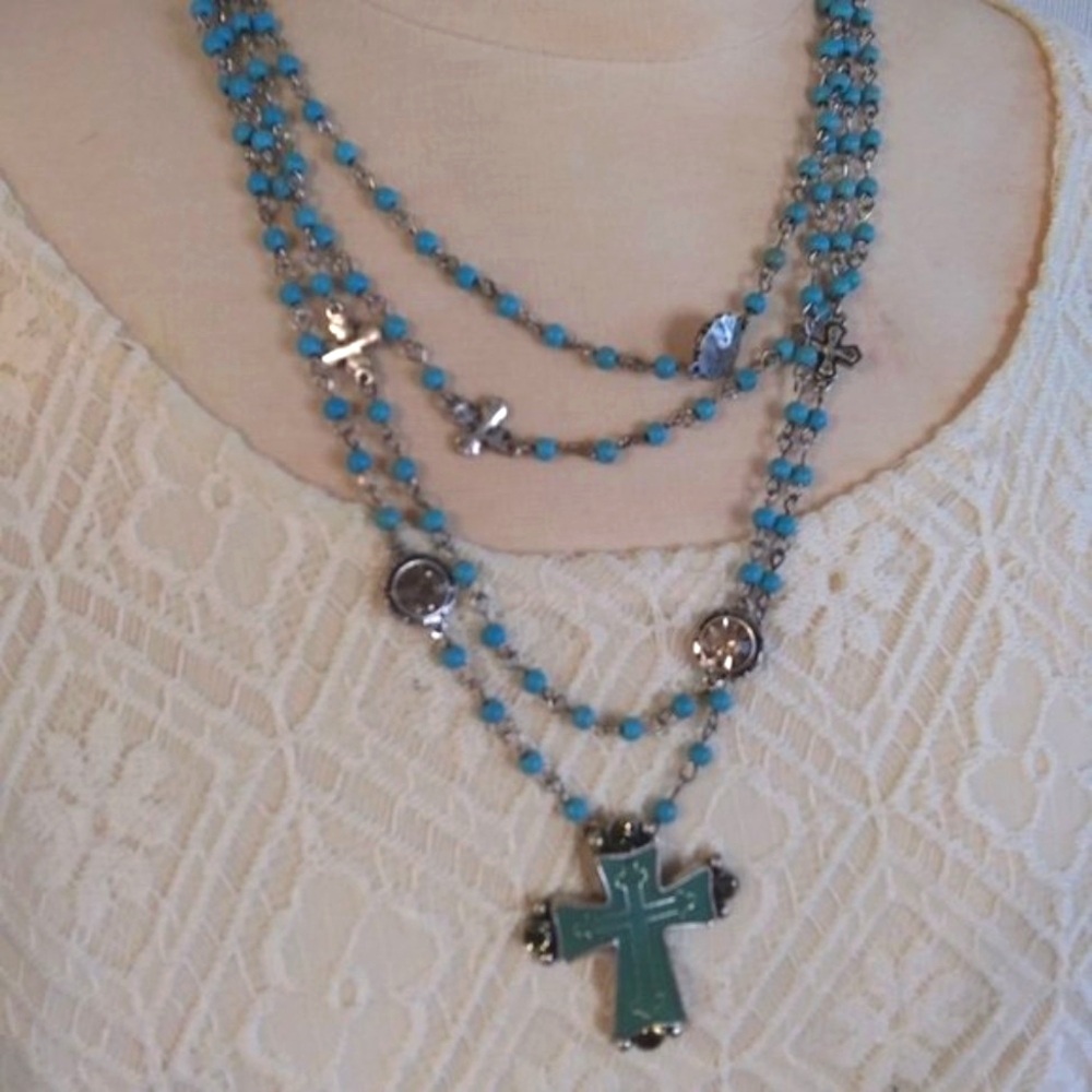 Turquoise Linked-Style Bead Statement Necklace|New